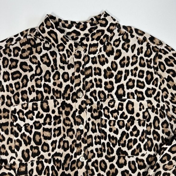 Chicos Petites Button Down Blouse Size 2P / PL Modal Blend Leopard Animal Print - Picture 5 of 11
